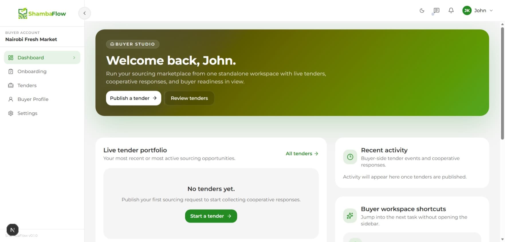 Buyer dashboard